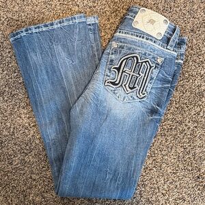 Miss Me Light Blue Boot Cut Jeans with Embroidered Pocket